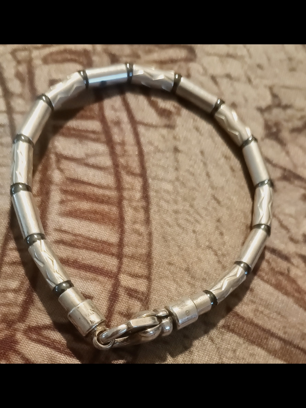 Tiffany & Co Aztec zig zag Hematite gemstone made in Germany size 7.5" Bracelet.